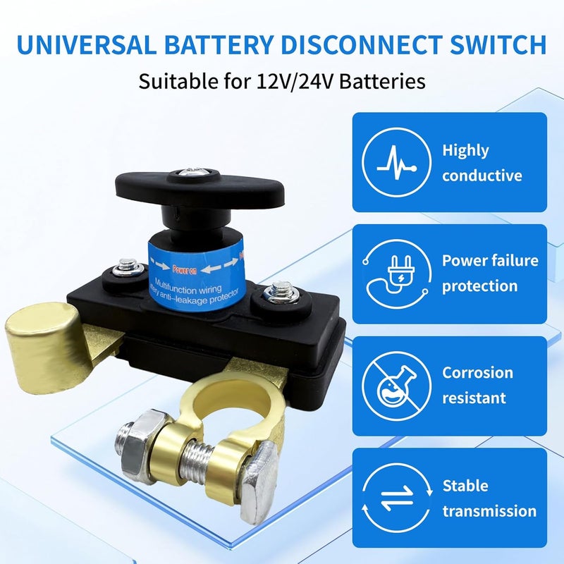ZmingTek Car Battery Disconnect Switch 12v 24v Heavy Duty Battery Kill Switch Battery Isolator Power Cut Off Switches Battery Shut Off for Preventing Battery Drain of RV Truck Marine Boat (2pcs L-Shaped) - Image 3